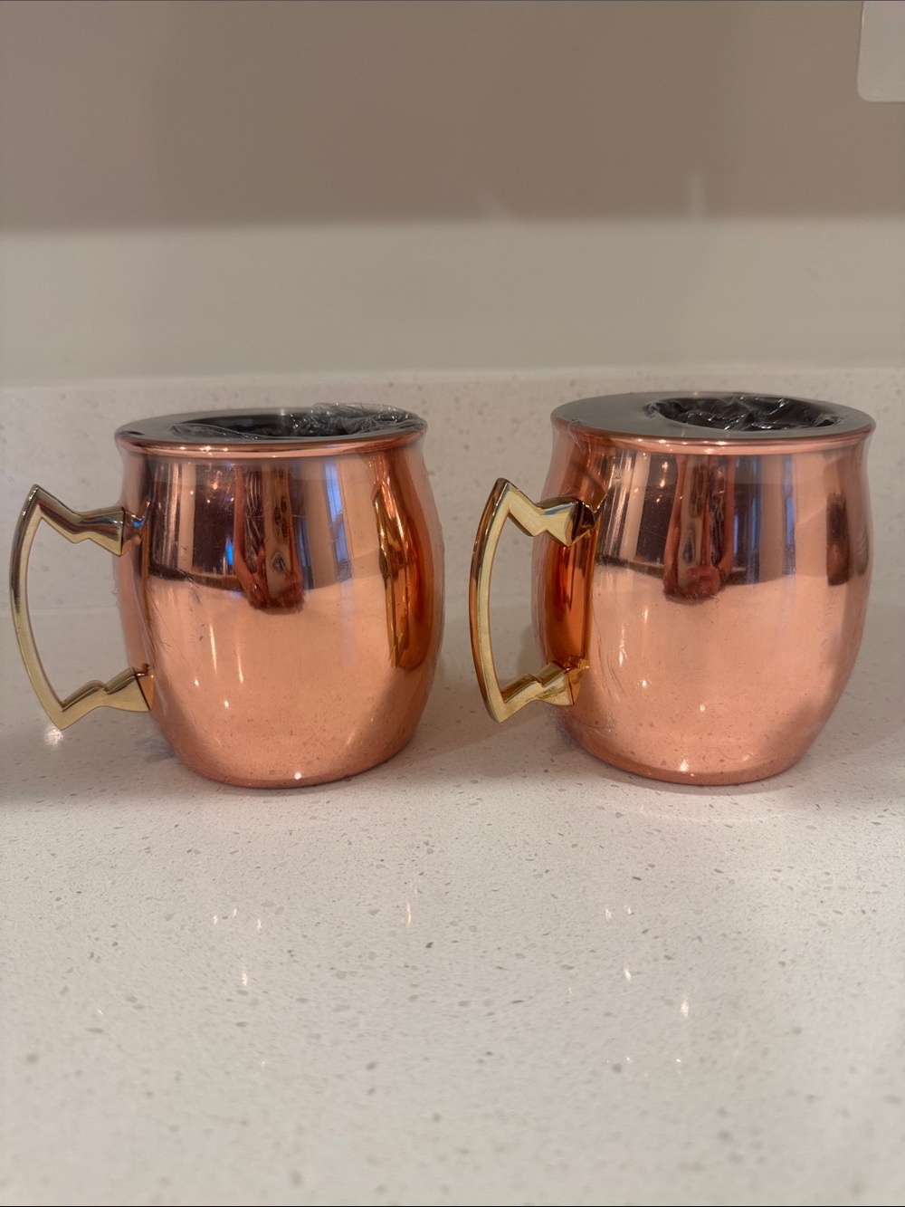 Set of 2 Copper Moscow Mule Mugs with Gold Handles